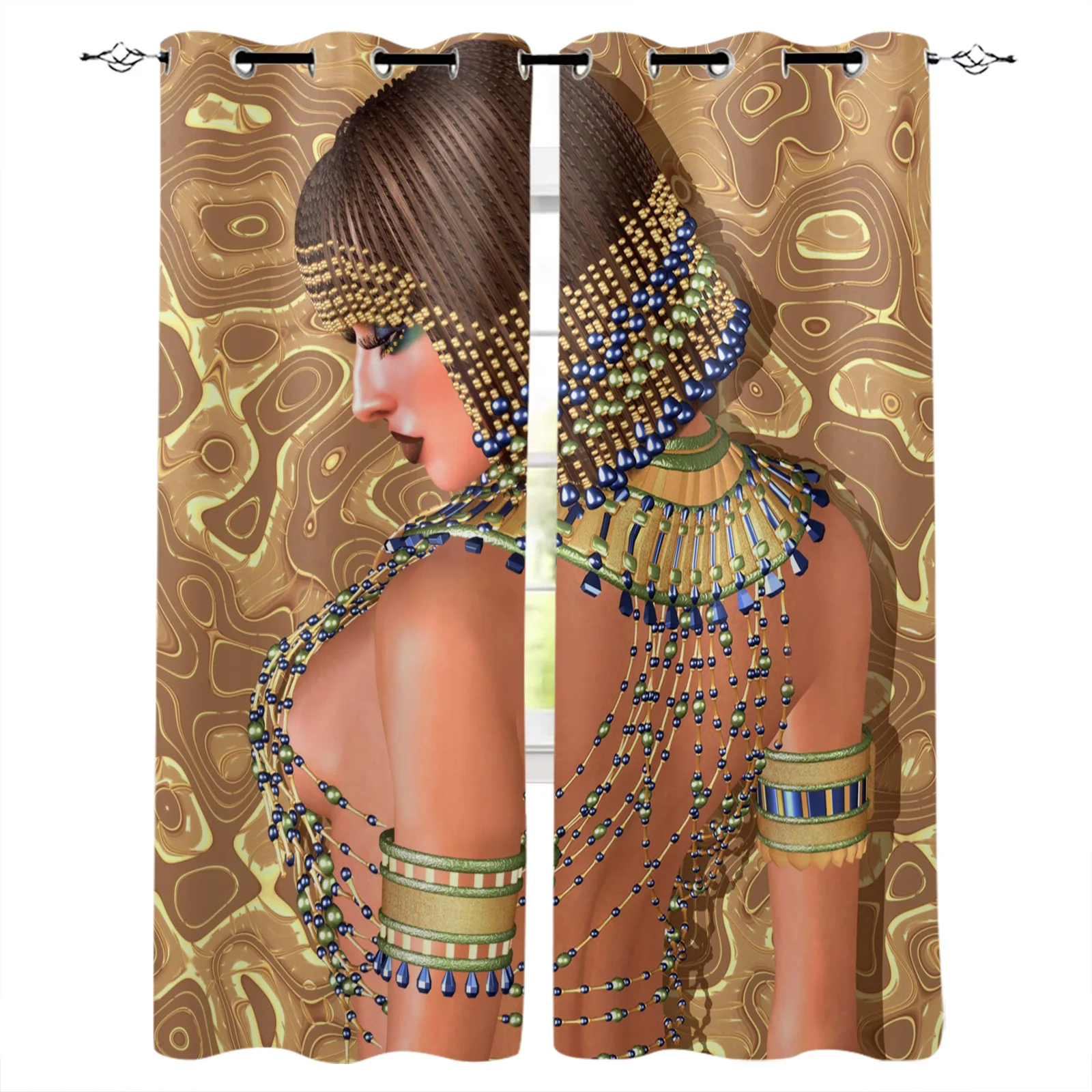 Египетская женщина золотые бусины модная лампа-занавеска для гостиной спальни