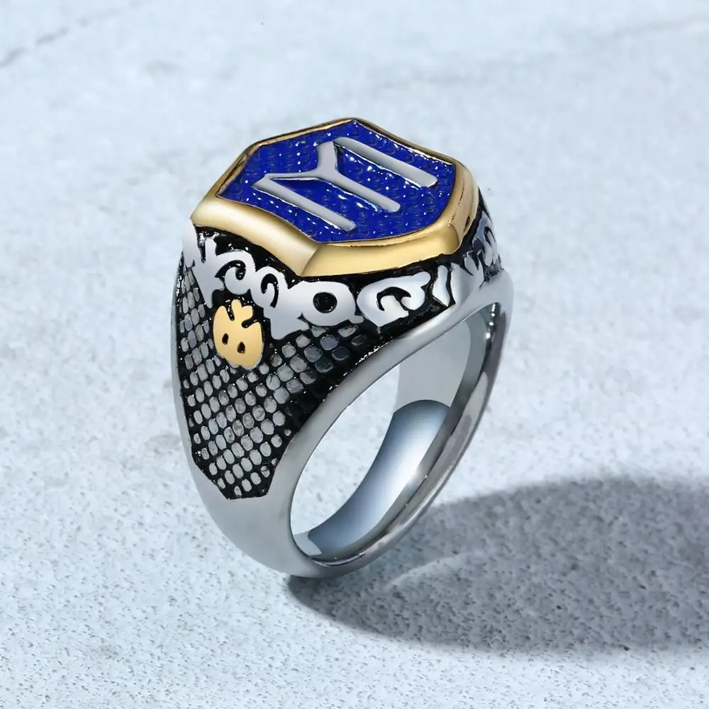 Хип-хоп стиль классическое кольцо из нержавеющей стали для мужчин синий фон