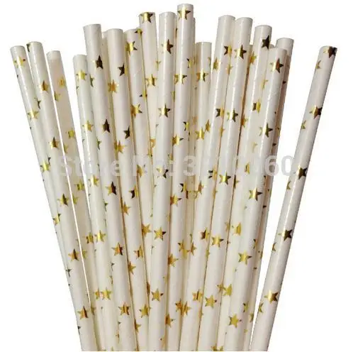200 шт./лот фольга золото/серебро Питьевая бумага соломинки Поп Торт флаги для дня