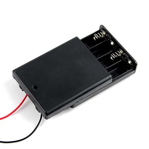 

New Hard Plastic Storage Holder Case Box For 4 X AAA Battery With Wire Black