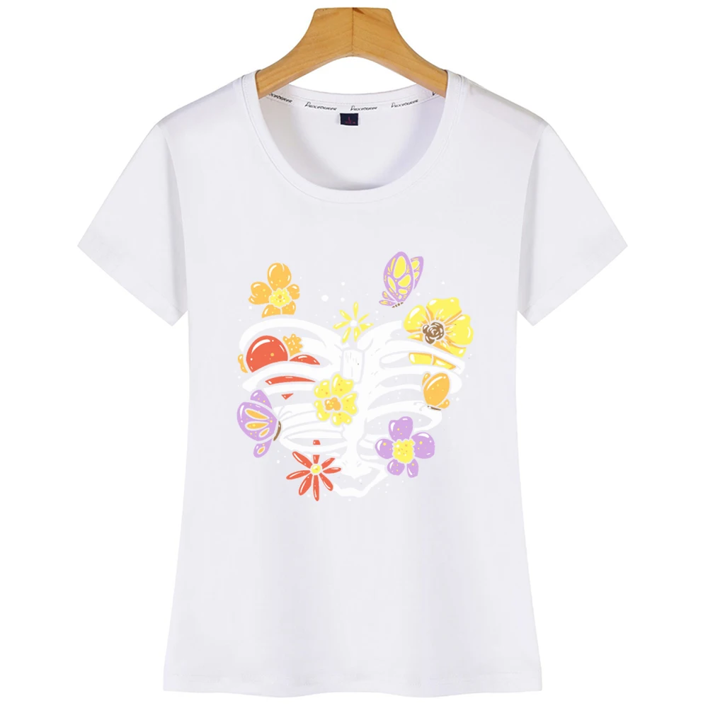 Женская Винтажная Футболка с принтом скелета|Футболки| |