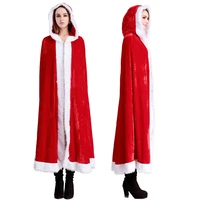 long wraps capes red velvet hooded cape with faux fur trim adult child christmas santa claus robe hooded cloak cosplay costumes