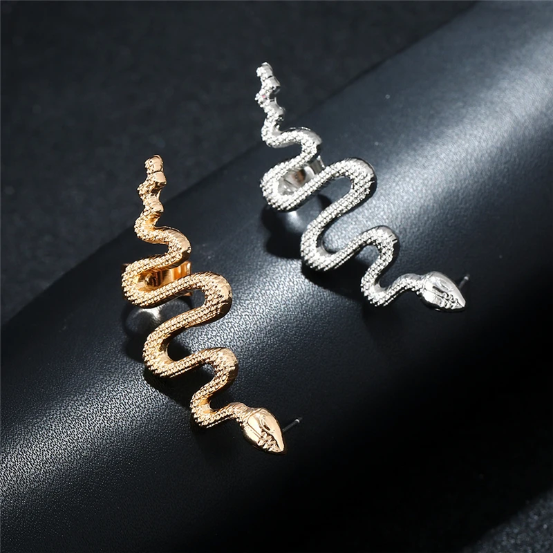 

Mental Snake Earrings Men's and Women's Earrings Retro Rock Punk Cartilage Style Piercing Jewelry 2 Pieces