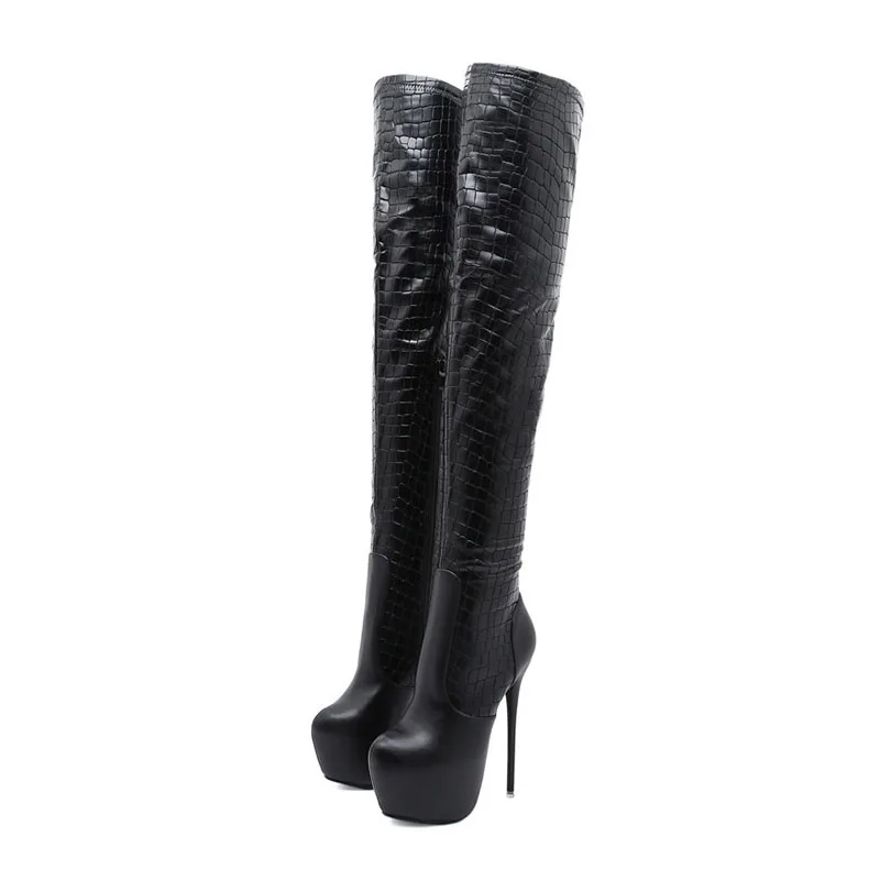 

LEOPARD LAND Sexy 2021 Winter Warm Boots Super High Heel Platform Women's Shoes Patent Leather Over The Knee Women's Boots CWF