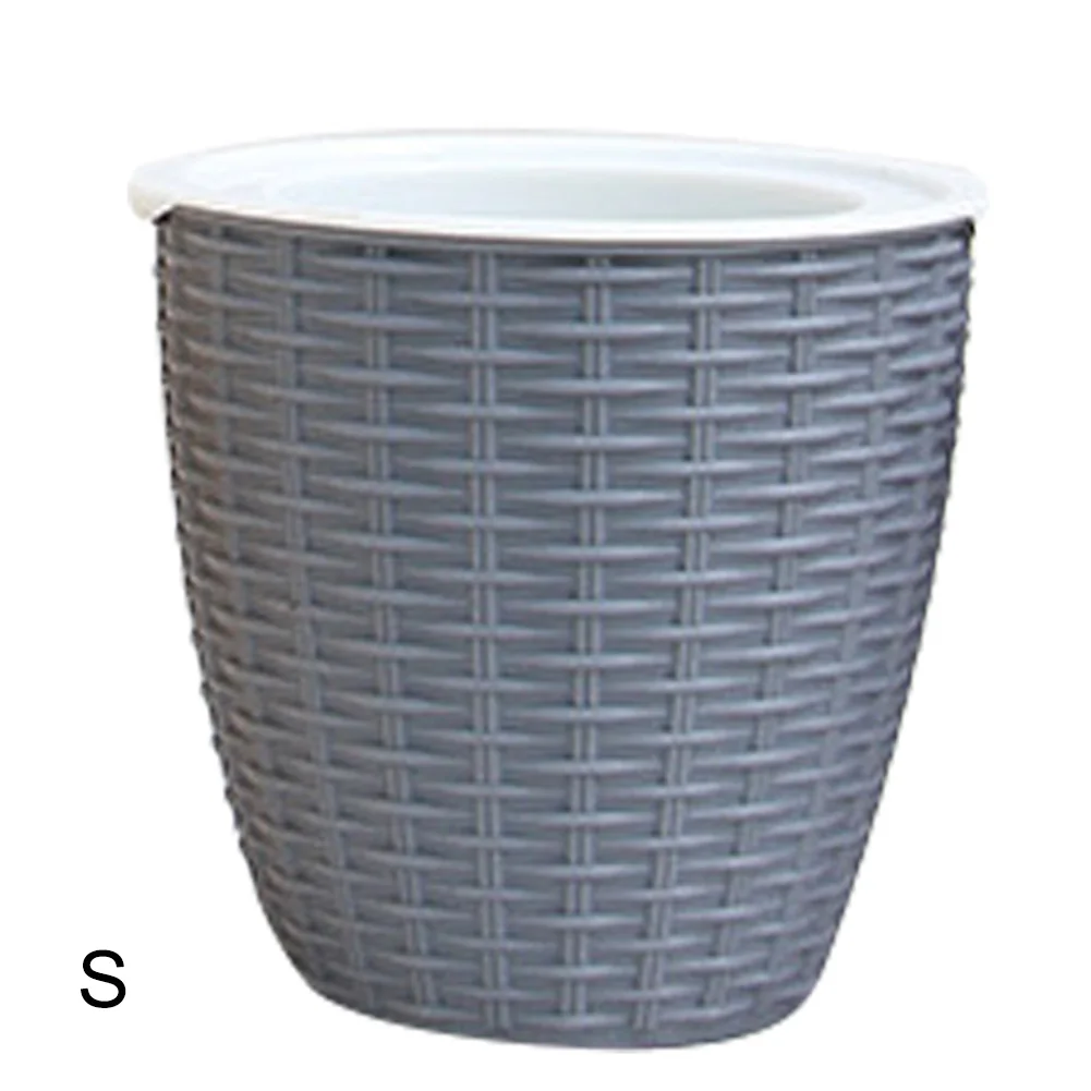 Горшка крышка внутреннего Пластик ротанг чехол с изображением цветка круглый