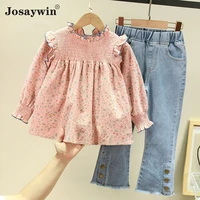 autumn winter clothes sets 2 pieces sets girls floral hoodie jacketjeans children suits kids girls casual outfits girl clothes