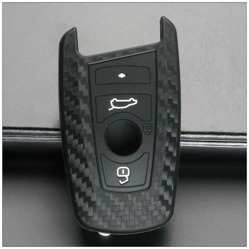 Силиконовый чехол для ключей из углеродного волокна BMW 520 525 730li 740 118 320i 1 3 4 5 7 Series X3