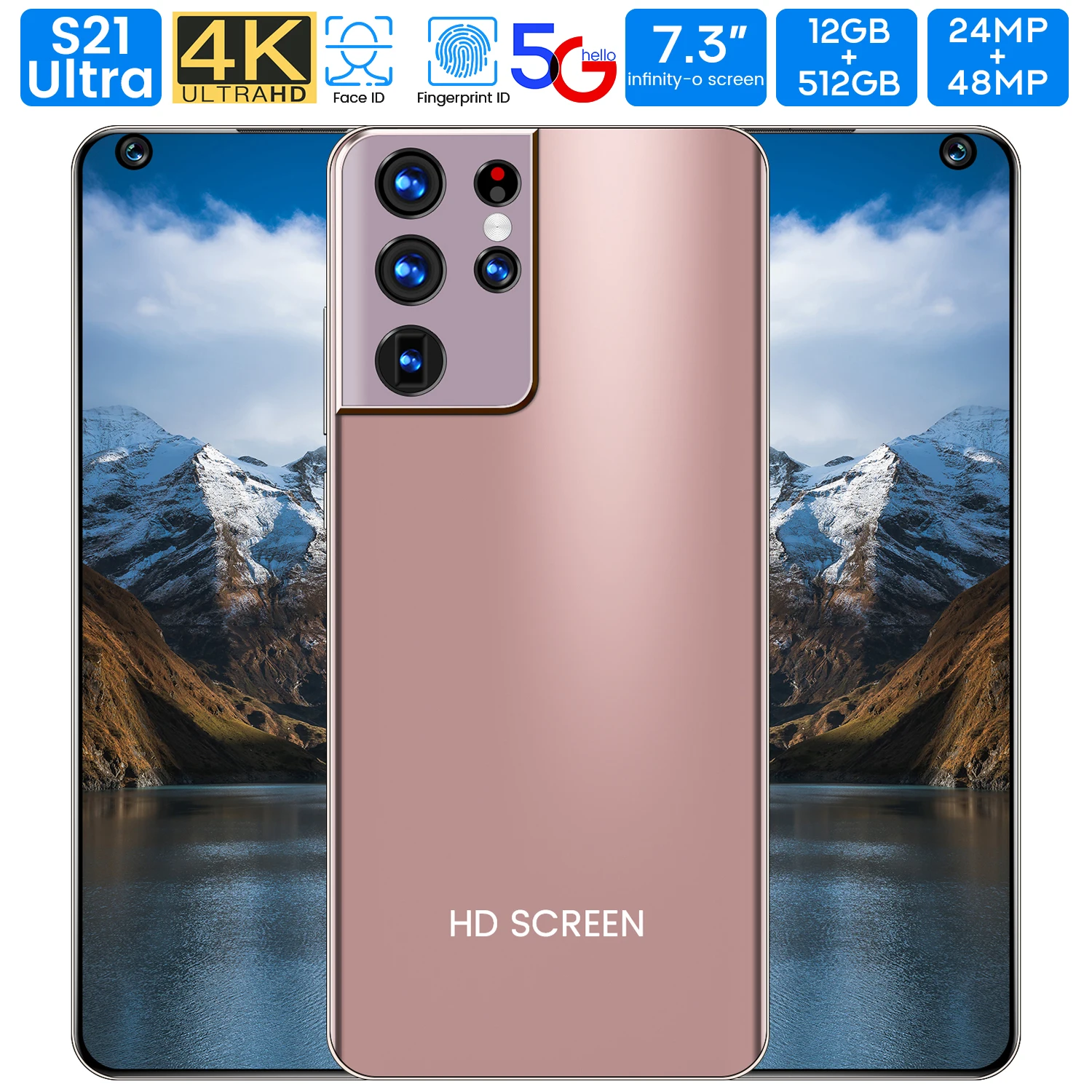 

High Quality Smartphones S21Ultra Global Version 7.3" 512GB 6800mAh Unlocked 48MP Android10 Dual SIM Mobile Phone Deca Core