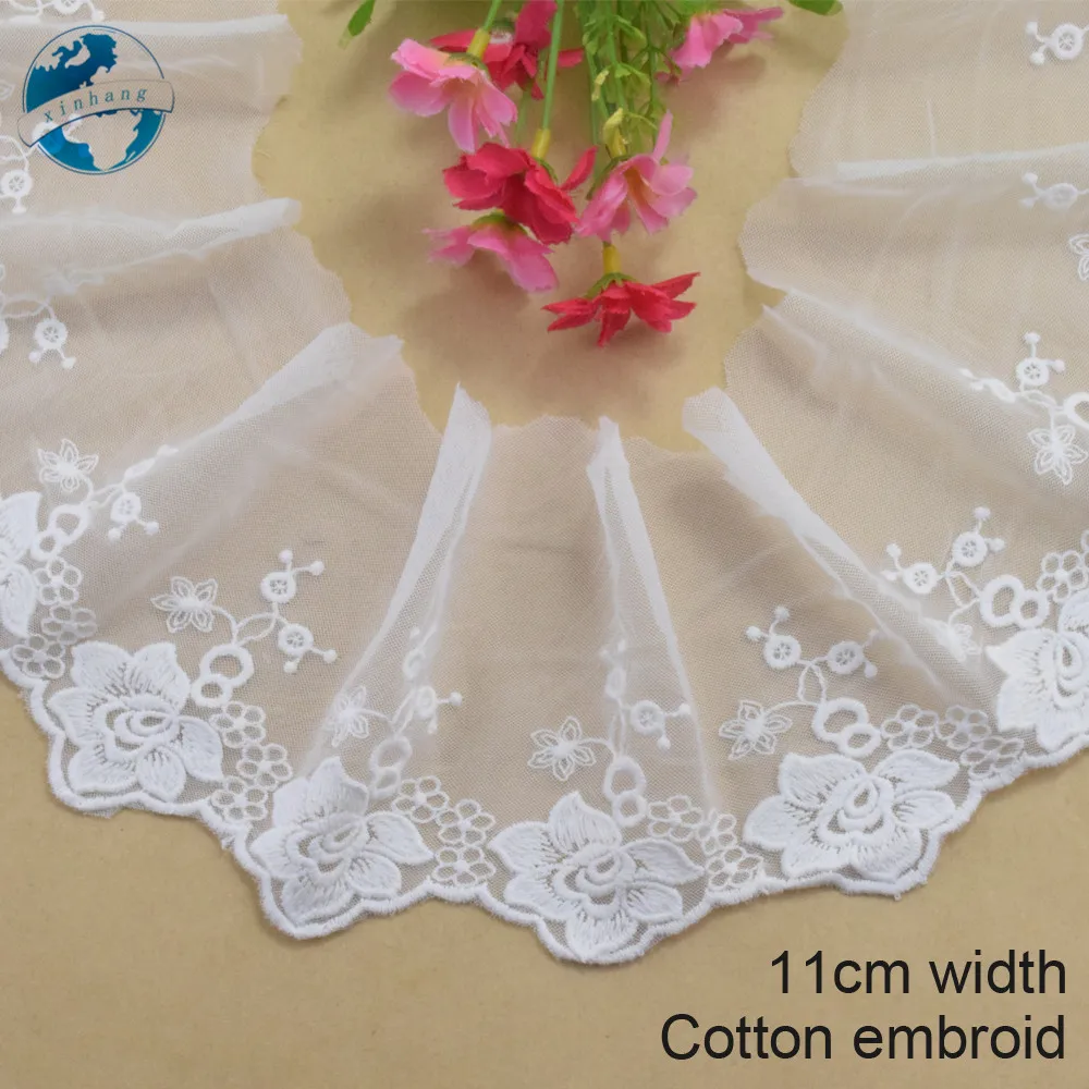 11cm wide cotton embroidery lace sewing ribbon guipure trim wedding decoration DIY dolls dress Accessories fabric edge#4054 | Дом и сад