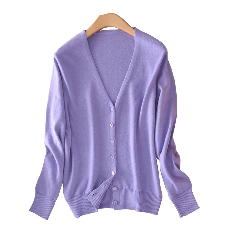 Женский вязаный кардиган однотонный короткий свитер с длинным рукавом