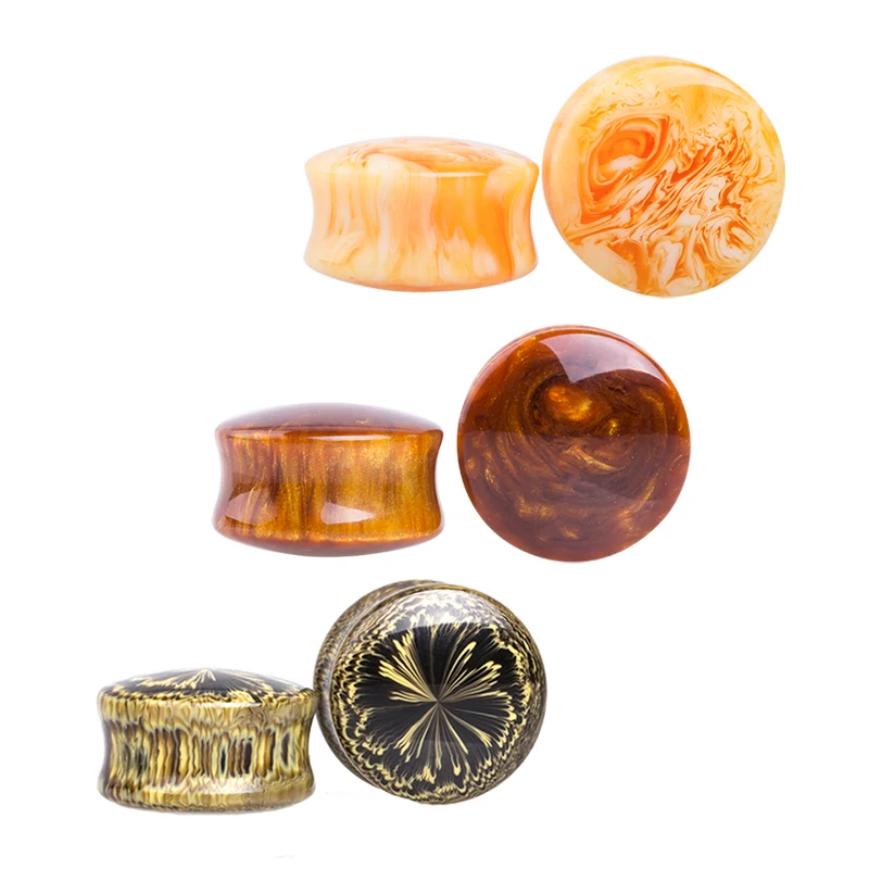 Серьги гвоздики из смолы для пирсинга круглые растяжки прокола тела мужчин и