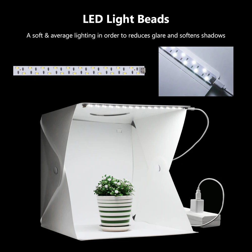 30x30x30cm LED Folding Lightbox Portable Photography Photo Studio Softbox Brightness Light Box For DSLR Camera Tabletop Shooting |