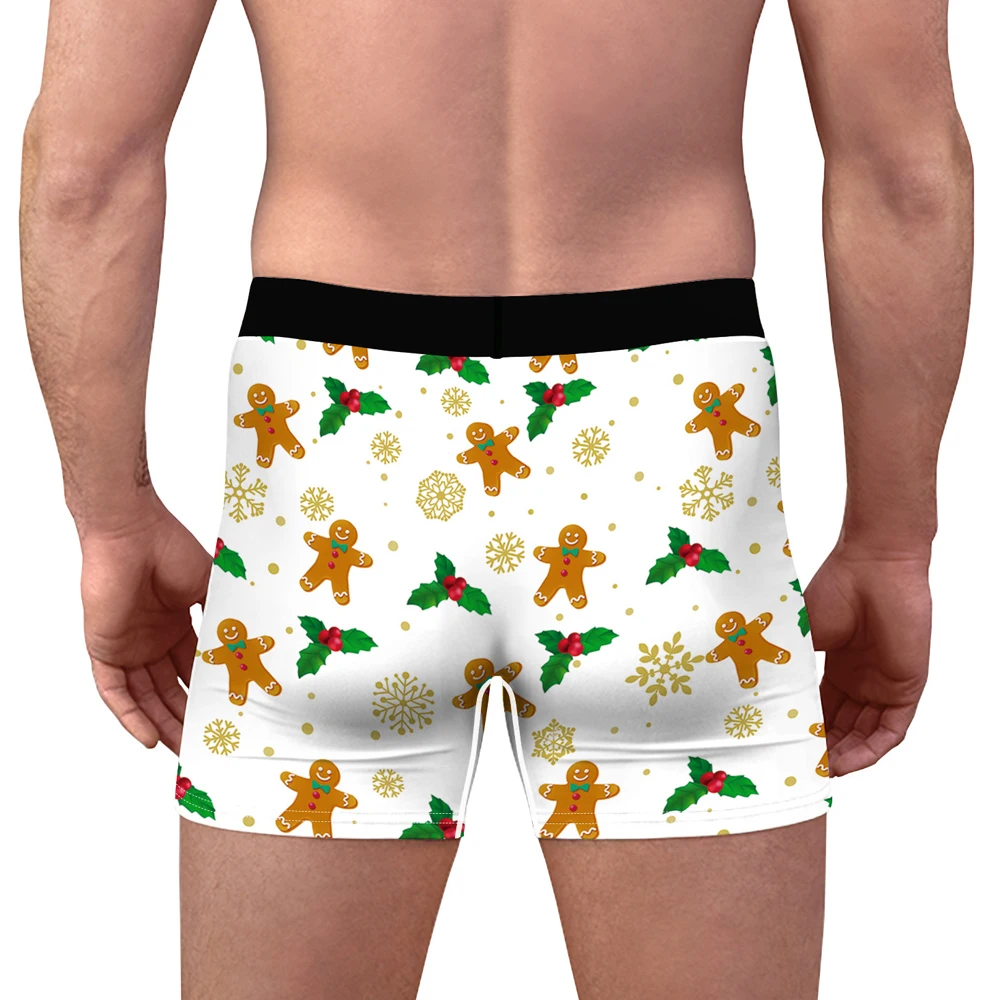 Mens Christmas Print Underwear Boxer Spandex Homme 3D Boxershorts Boxers Breathable Sports Long Flat Male Xmas Underpants | Тематическая