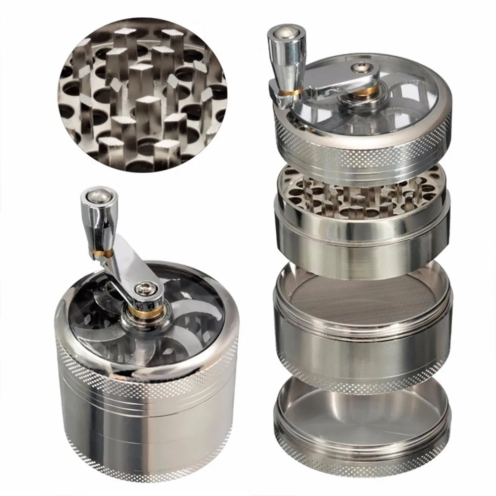 

4-layer Aluminum Herbal Herb Tobacco Grinder Smoke Grinders Grinder weed Grass Herb Grinder Cigarette Accessories 55mm