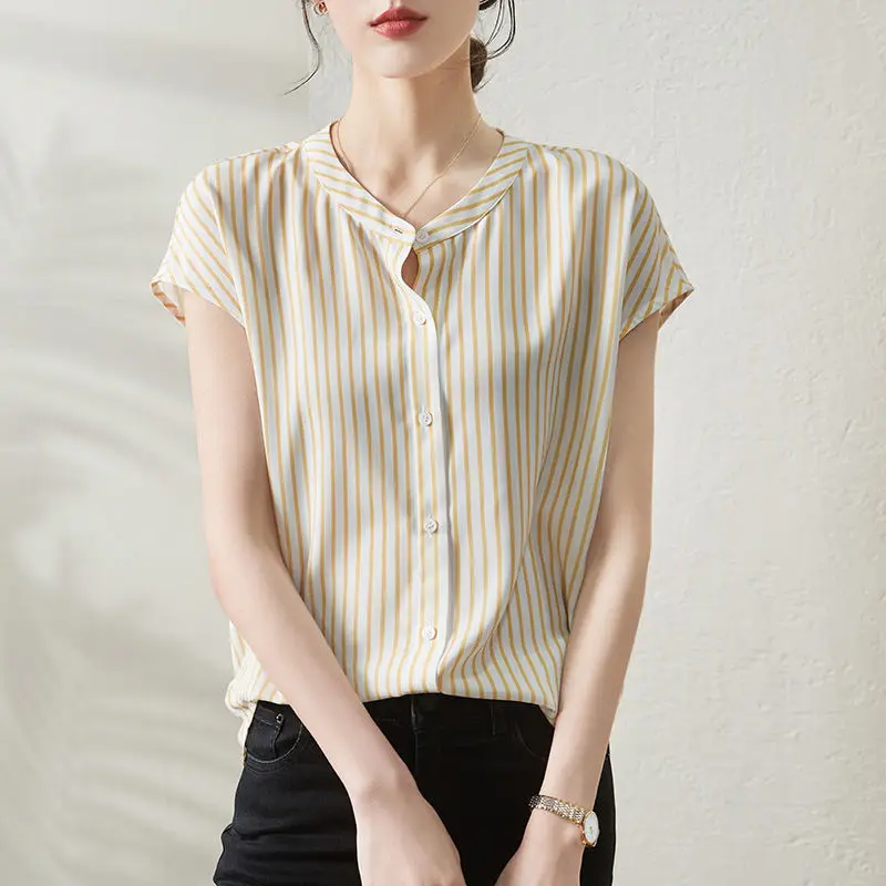 Chiffon striped  shirt women trend summer new fashion shirt design niche tops  women office tops and bloues 2020 fashion