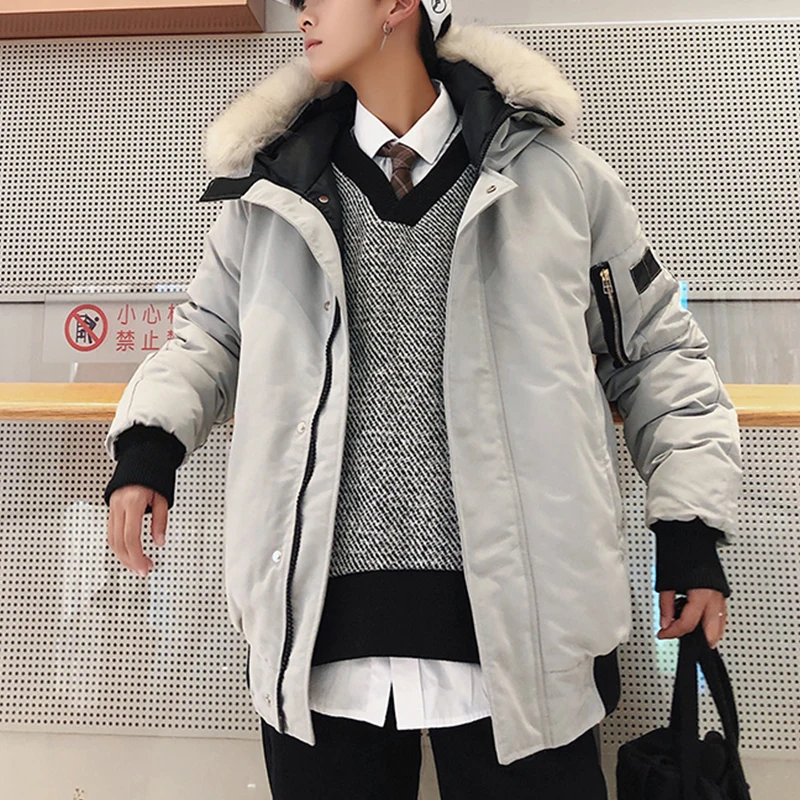 Парка LEGIBLE Мужская зимняя с капюшоном свободная куртка в Корейском стиле