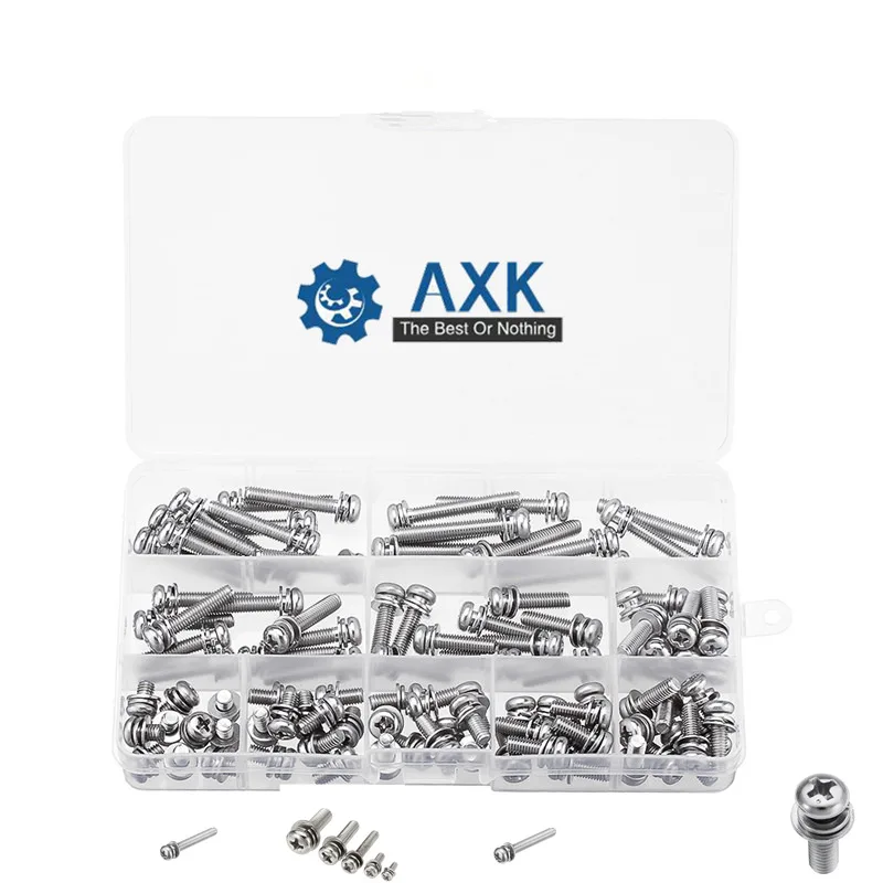 

Набор винтов AXK, 100 шт./кор., 8-35 мм, из нержавеющей стали, с круглой головкой, набор из трех комбинаций, ассортимент винтов, для металлического и...