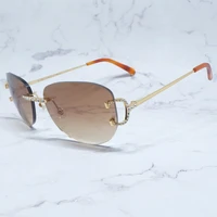 rhinestones sunglasses men women carters sun glasses diamond oval shades rimless fashion wholesale big c designer sunglasses