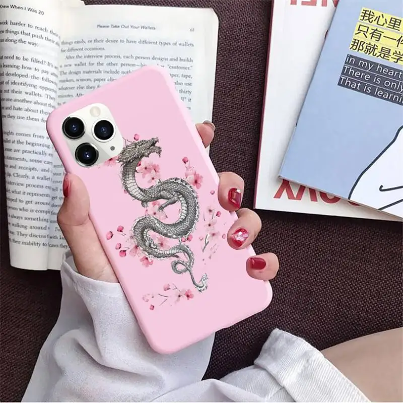 

Dragon art fashion Phone Case Candy Color for iPhone 11 12 pro XS MAX 8 7 6 6S Plus X 5S SE 2020 XR