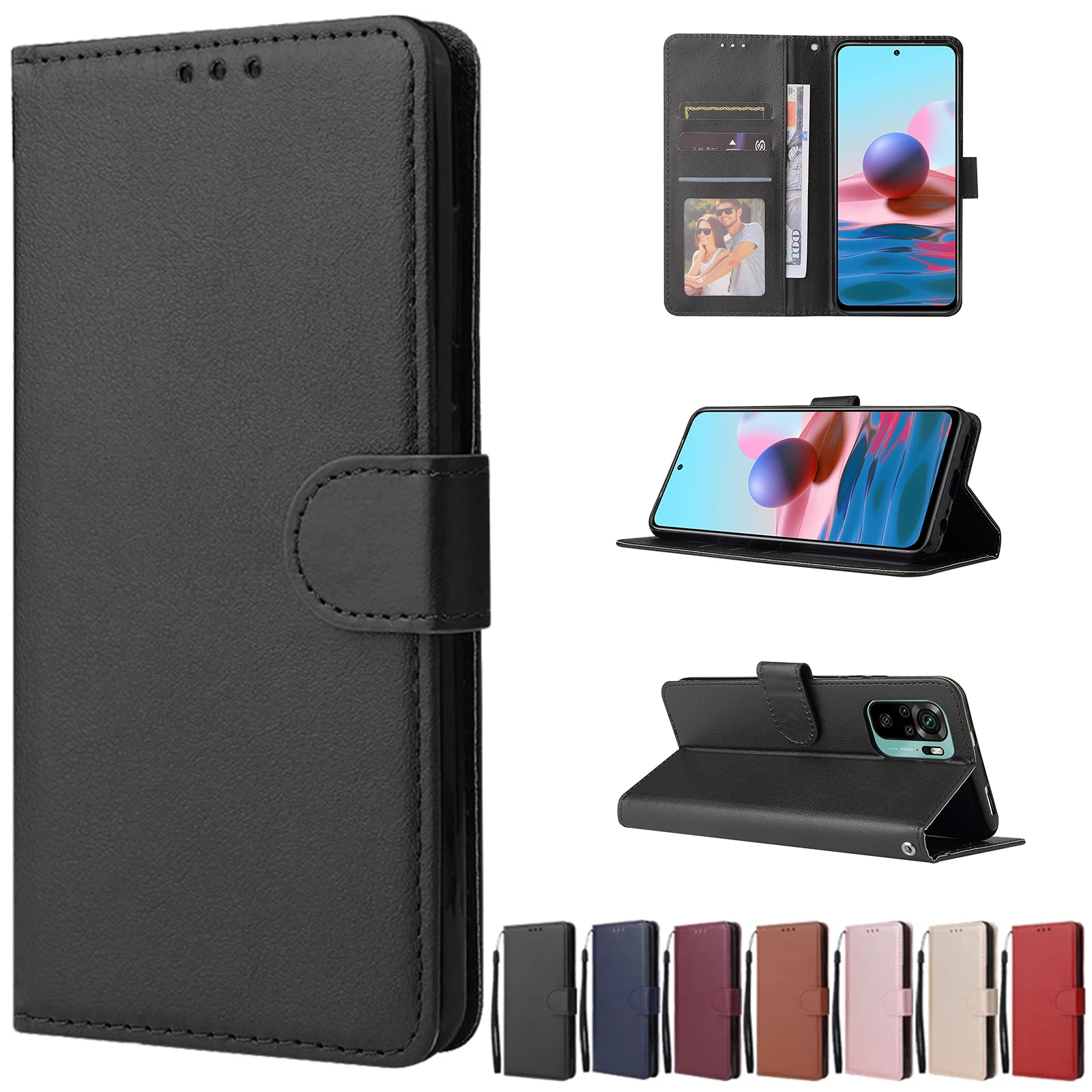 Кожаный чехол для Xiaomi Redmi Note 10 9 8 7 6 5 Pro 9S 9T 8T 4X MI 11 Ultra 10T Lite POCO M3