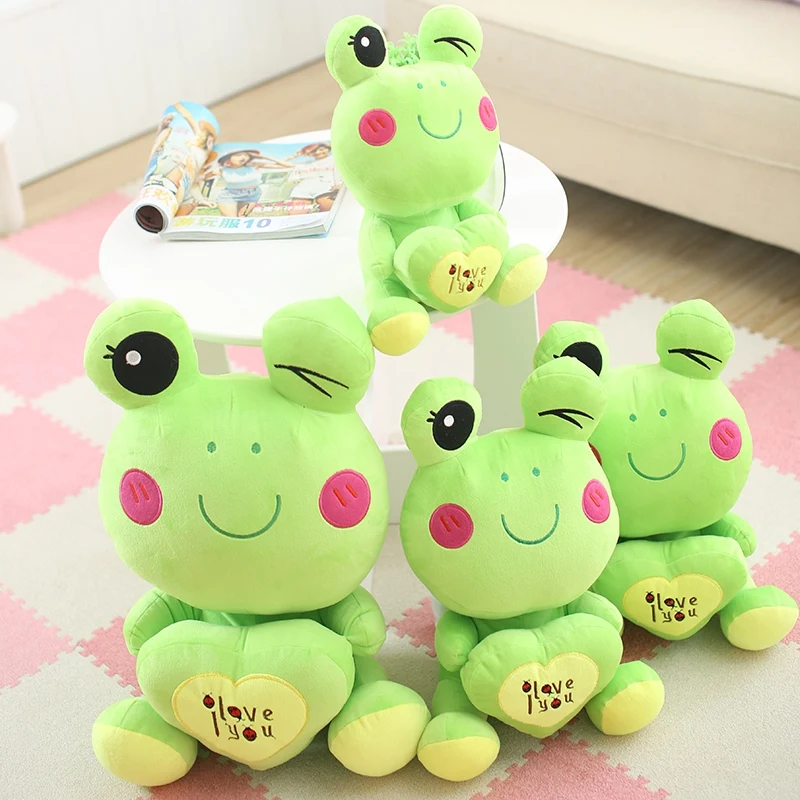 

New Style 35-65CM I Love You Letters Print Love Heart Frog Plush Toys Stuffed Doll Cushion Animal Pillow For Friend Gift