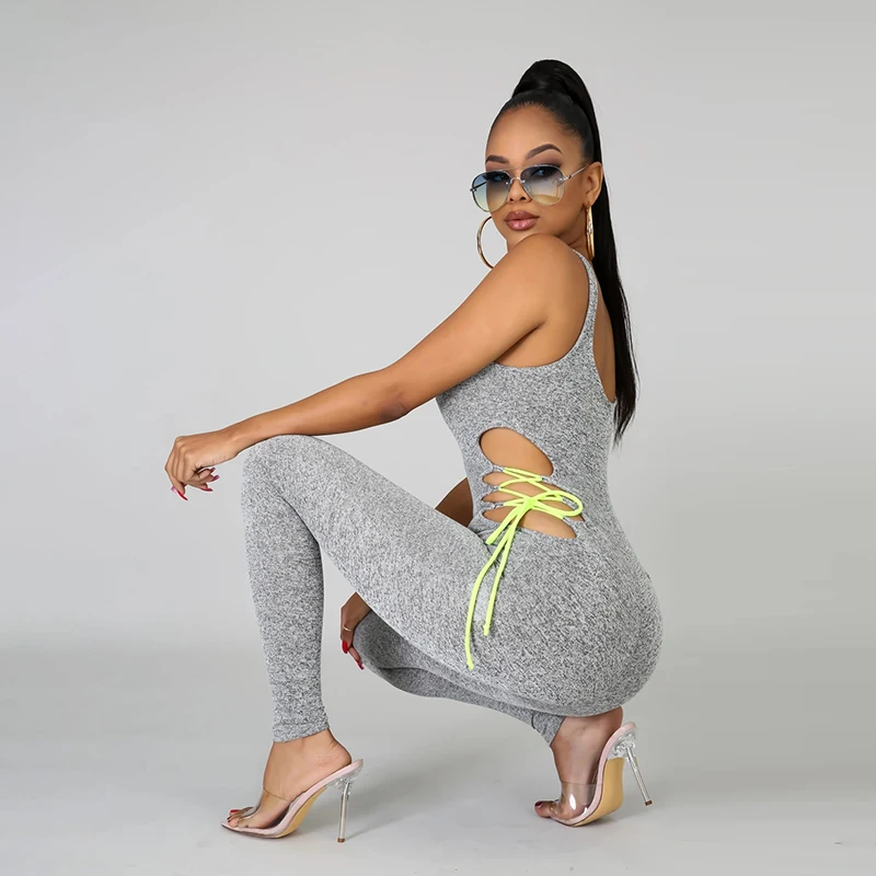 

2020 Fitness Clothing Sport Sleeveless Hollow Out Full Length Sportswear Women Gym Clothes