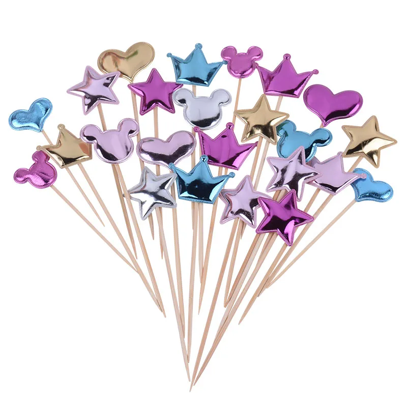 

5PCs Liebe Geburtstag Kuchen Topper Crown Sterne Cupcake Topper Fahnen Hochzeit Kinder Geburtstag Partei Liefert Dekoration