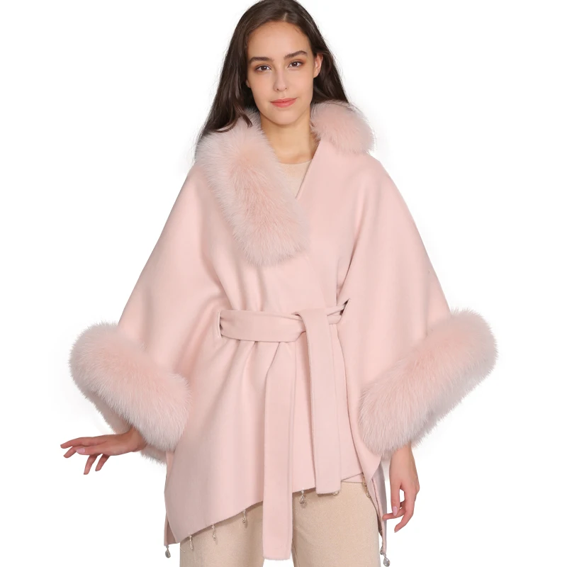 Женское кашемировое пальто MAOMAOFUR большого размера с воротником из натурального