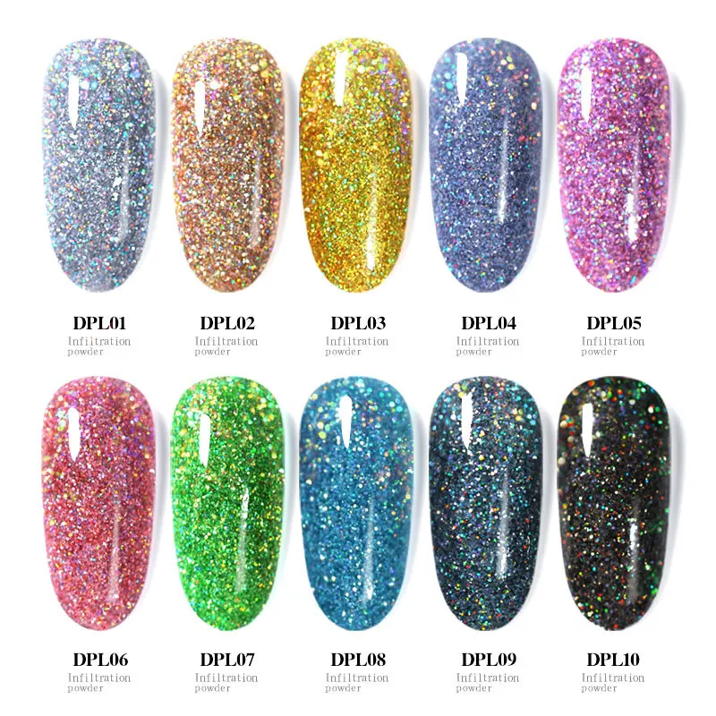 Голографические Dip порошки для ногтей градиентные погружения блестки украшения