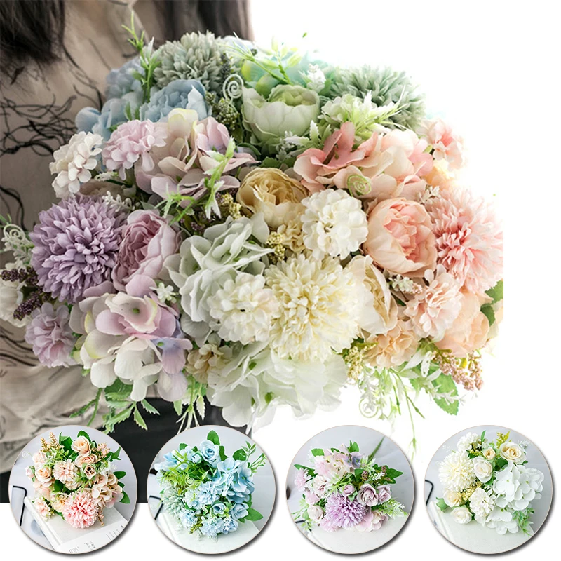 

Colorful Silk Peony Artificial Flowers Ladies Rose Fake Bridal Bouquet For Valentines Day Gift Diy Home Wedding Party Decoration