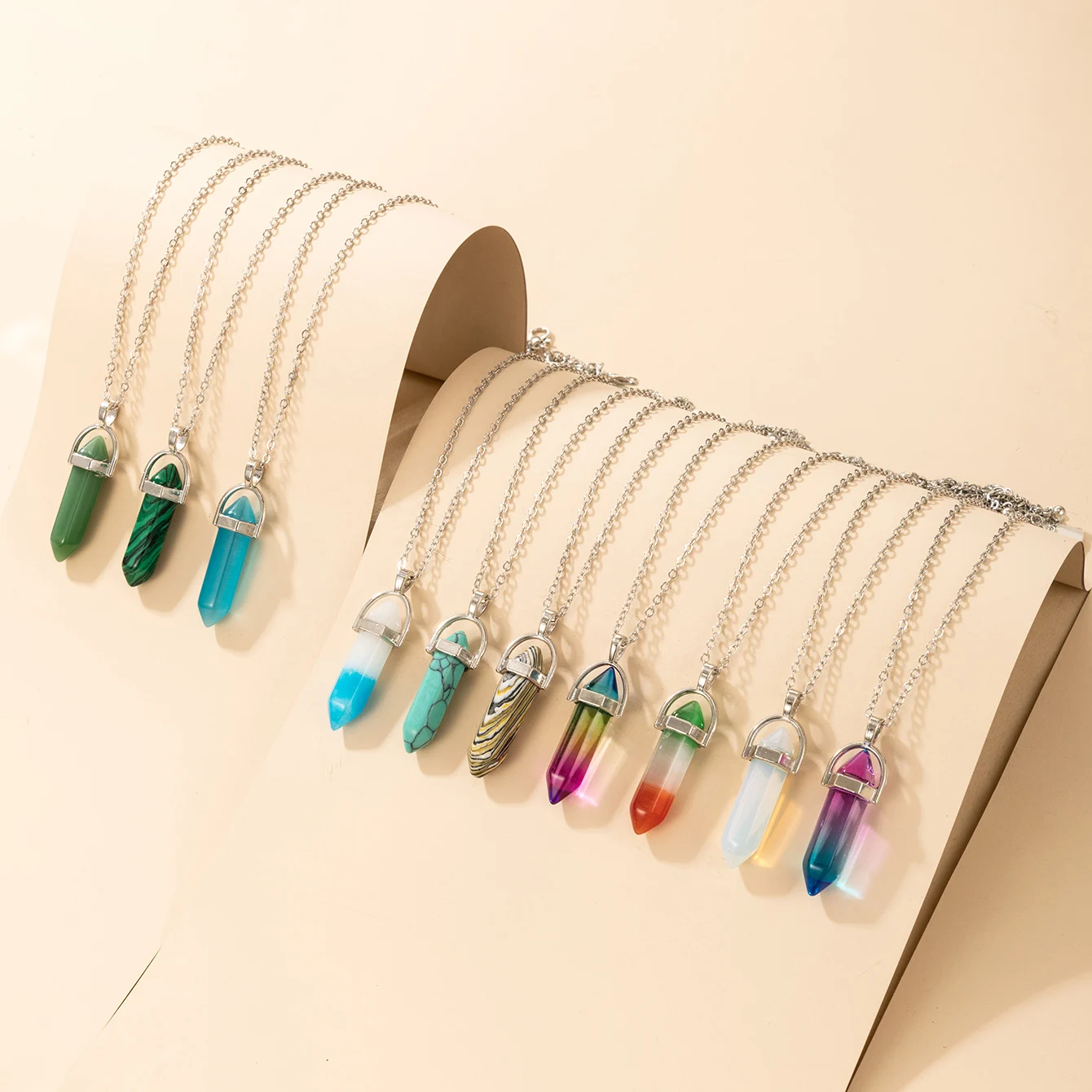 

docona Trendy Multicolour Clear Stone Pendant Necklace for Women Charms Rhinestone Quartz Crystal Clavicle Chain Jewelry Collar