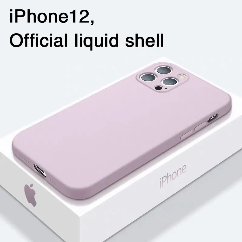 

Luxury Original Square Liquid Silicone Phone Case For iPhone 12 11 Pro Max Mini XS X XR 7 8 Plus SE 2 Thin Soft Cover Candy Case