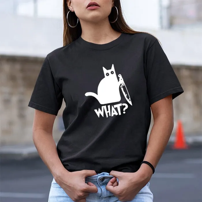 

Что такое Женская милая кошка Женская летняя футболка с коротким рукавом и принтом