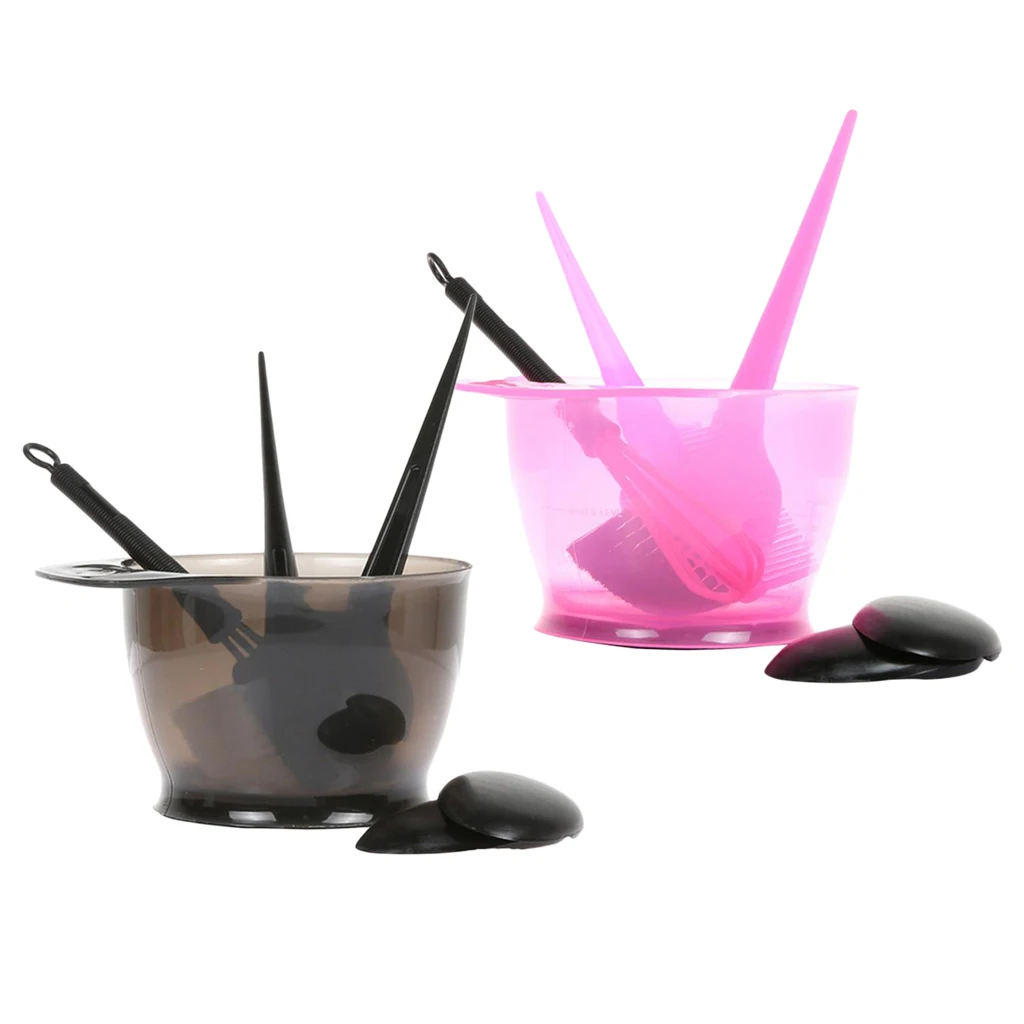 

6pcs Salon Hair Dyeing Kit Hair Color Brush Comb Mixing Bowl Ear Cover Set