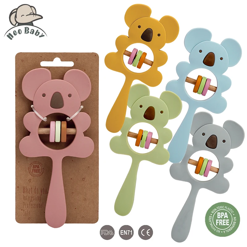 

Silicone Rattles for Kids Animal Koala Handbells Newborn Baby Bed Bell Educational Toys Safe Food Grade Baby Teether Baby Items