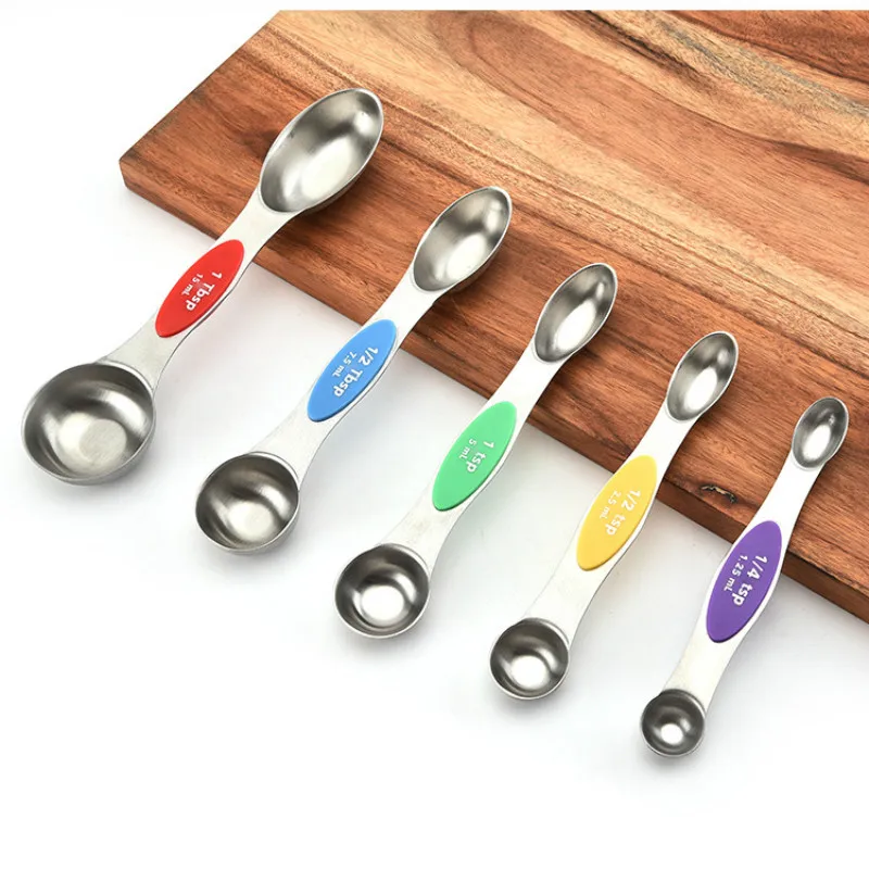 5 шт./компл. из нержавеющей стали цветной комплект двух головкой мерные ложки для