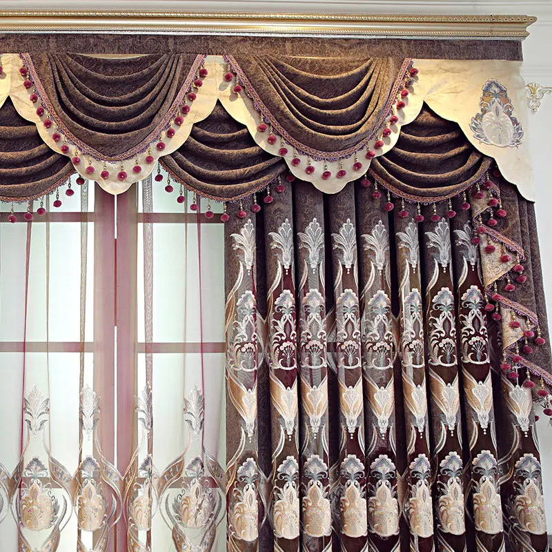 Европейские шторы с вышивкой для прохода через светильник вые гостиной столовой