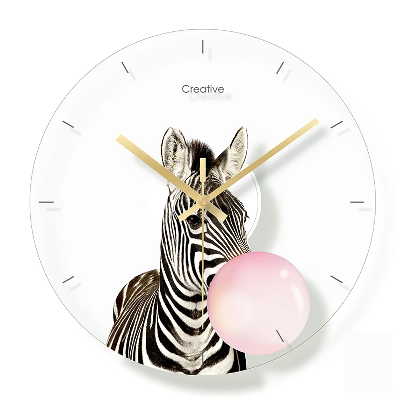 Милые скандинавские настенные часы с мультипликационным принтом бесшумные