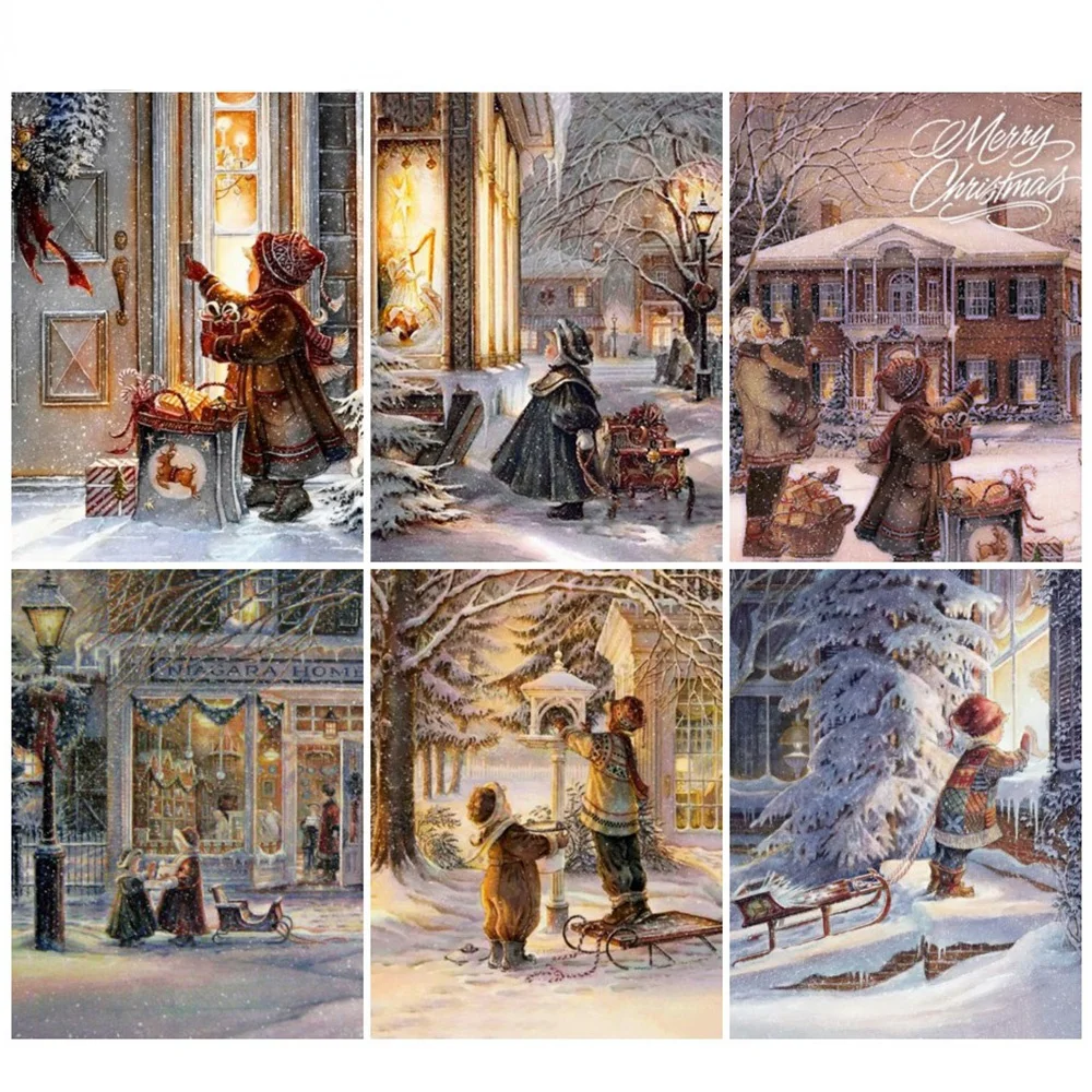 

5D алмазная живопись «сделай сам», полноразмерная Бриллиантовая портретная Вышивка крестиком, Алмазная мозаика, зимнее украшение Стразы дл...