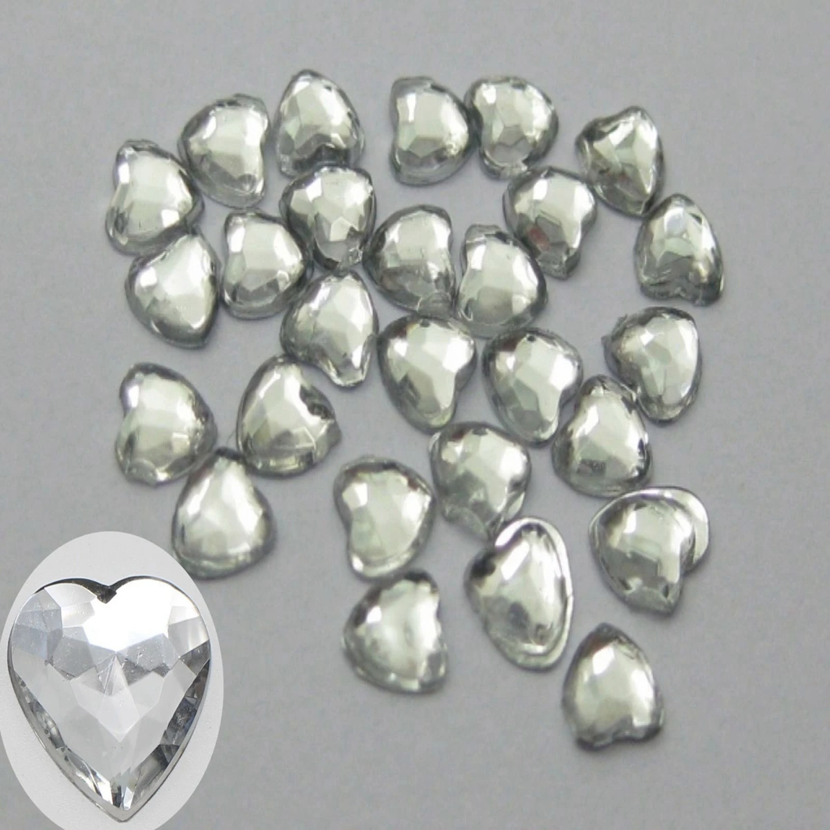 

1000 прозрачные акриловые мини-наконечники для ногтей с граненым сердцем плоские стразы камни, 3 мм, 4 мм