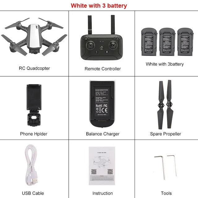 White 3 Battery JJRC X9 Heron gps 5G Wi-Fi FPV с камерой 1080P оптическое позиционирование потока удержание высоты следование Квадрокоптер Радиоуправляемый Дрон Квадрокоптер RTF - Цвет: White 3 Battery
