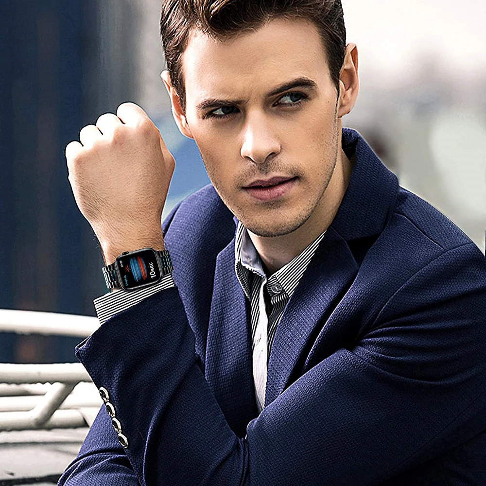 

Ultra Thin Classic Correa For Apple Watch 4 5 6 Se Band 44mm 40mm For Iwatch 3 42mm 38mm Upgraded Adapter Stainless Steel Strap