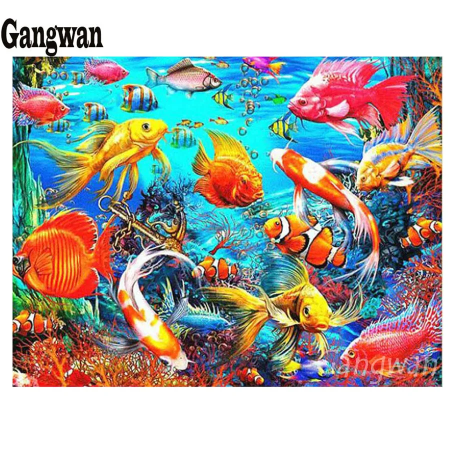 

5d Diamond Painting DIY 3D Diamond Embroidery Koi Fish Graph sale full square round drill Mosaic diamond picture fengshui decor