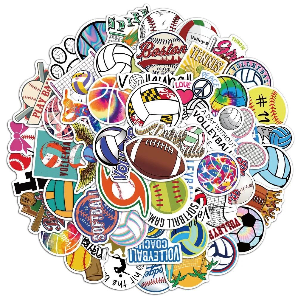 

50pcs Ball Sports Graffiti Sticker Rugby Volleyball Softball Football Basketball Sticker Waterproof Sticker