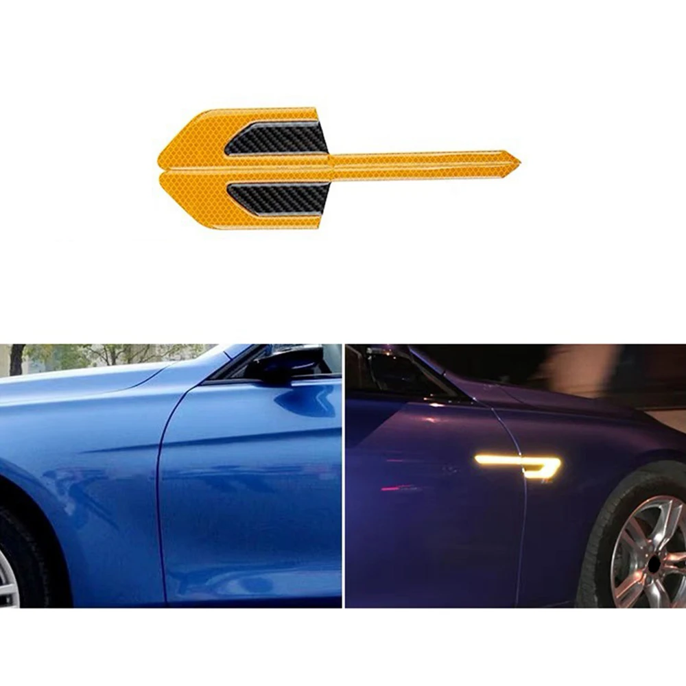 

Atuo Car Sticker Dearcoration Auto Reflective Strip Warning Safety Strips 3D Carbon Fiber Leaf Board Stickers Car Accessories