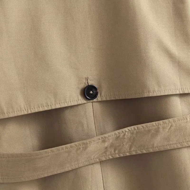 Женский двубортный Тренч с поясом Epaulette повседневное однотонное длинное пальто в