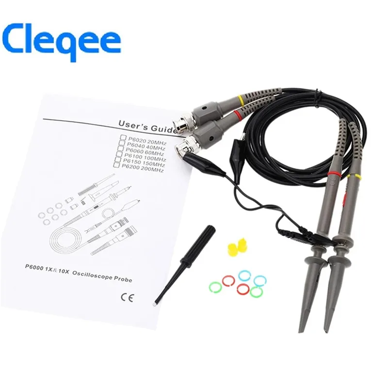 

Cleqee 2PCS P6060 Oscilloscope Probe 60MHz Clips For Tektronix oscilloscope HP X1/X10 DC-60MHz