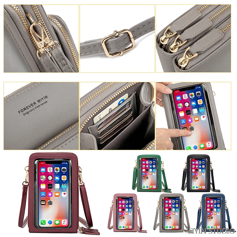 

Single shoulder Mobile phone bag Case for iphone 12 pro max touch screen three-layer phone Cover Conque Capa Fundas For Samsung