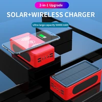 2022 50000mah solar wireless power bank for outdoor camping phone ower bank portable charger battery display powerbank
