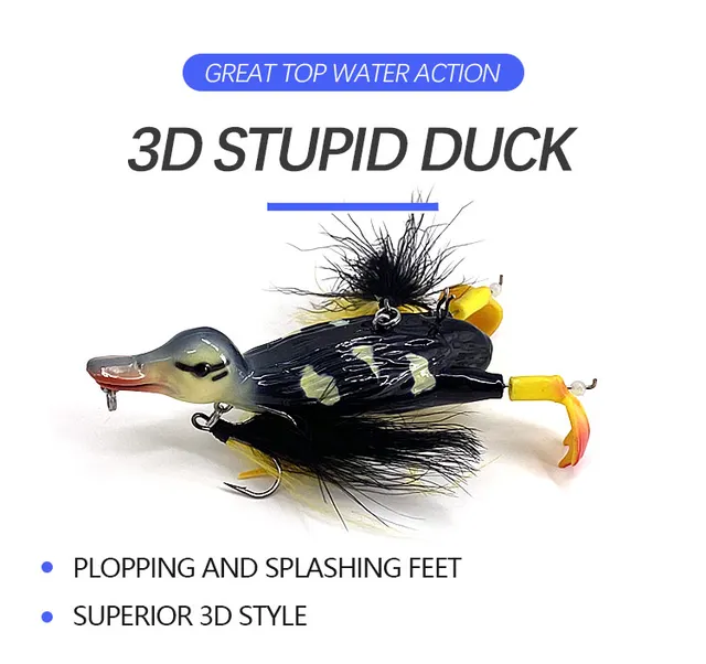 125mm 30g Duck Fishing Lure Top Water Whopper Poppers Wobblers ABS Plastic Artificial  Bait with Plopping and Splashing Feet